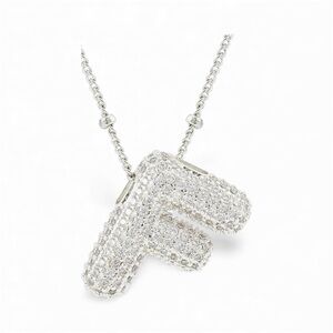 Bling Initial F Pendant Necklace
